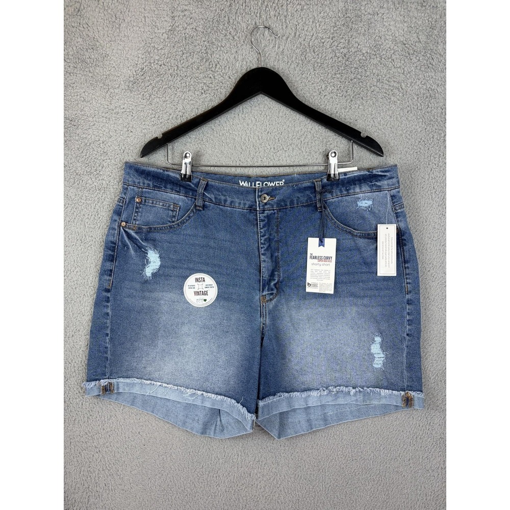 WallFlower Denim Shorts Womens 18W Blue Curvy Super High Rise 5.5 Inseam New